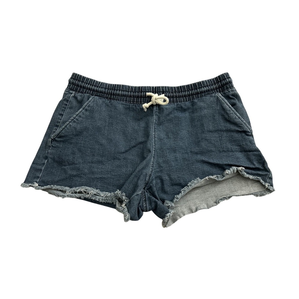 No Boundaries Denim Shorts Womens L 11-13 Blue Excellent Frayed Hem Drawstring